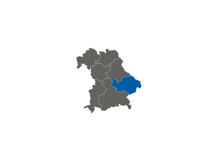 stumme Karte, Niederbayern blau markiert